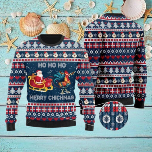 Santa Clause Riding Chicken Ugly Sweater, Santa Xmas Chicken Sweater
