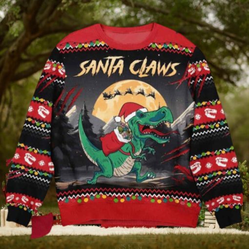 Santa Claws T Rex Christmas Dinosaur Santa Ugly Sweater