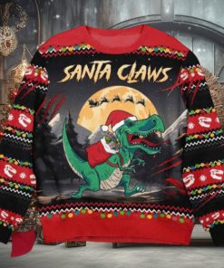 Santa Claws T Rex Christmas Dinosaur Santa Ugly Sweater