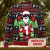 Candy Canes And Snowflakes Button Up Ugly Christmas Sweater