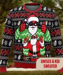 Santa Deadpool Christmas Ugly Sweatshirt, Superhero Christmas Sweater