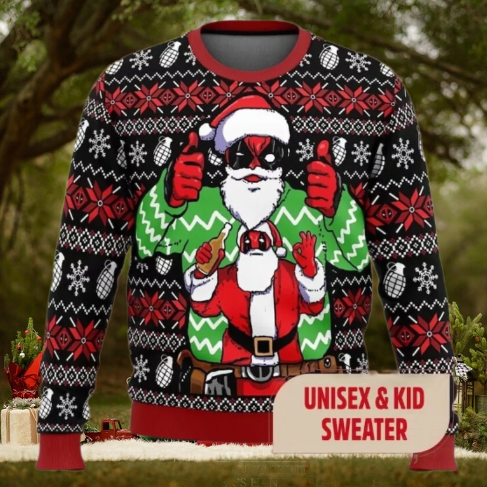 Santa Deadpool Christmas Ugly Sweatshirt, Superhero Christmas Sweater Santa Deadpool Christmas Ugly Sweatshirt, Superhero Christmas Sweater