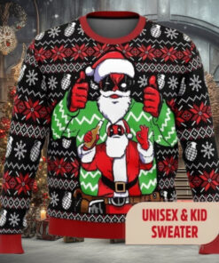 Santa Deadpool Christmas Ugly Sweatshirt, Superhero Christmas Sweater