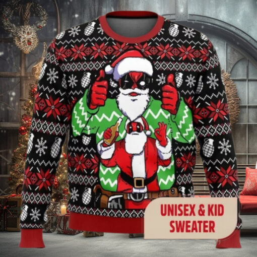 Santa Deadpool Christmas Ugly Sweatshirt, Superhero Christmas Sweater