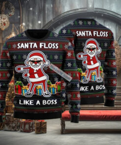 Santa Floss Like A Boss Black Best Xmas Sweaters