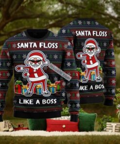 Santa Floss Like A Boss Black Best Xmas Sweaters