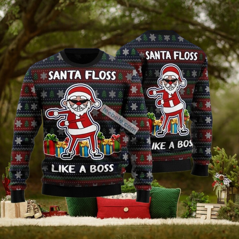Santa Floss Like A Boss Black Best Xmas Sweaters Santa Floss Like A Boss Black Best Xmas Sweaters
