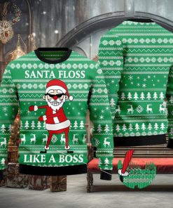 Santa Floss Like A Boss Ugly Christmas 3D Sweater 1 Santa Floss Like A Boss Ugly Christmas 3D Sweater