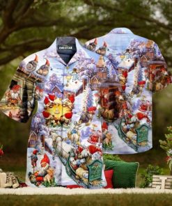 Santa Gnomes Holiday Hawaiian Print, Santa Hawaiian Shirt