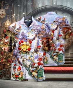 Santa Gnomes Holiday Hawaiian Print, Santa Hawaiian Shirt 1 Santa Gnomes Holiday Hawaiian Print, Santa Hawaiian Shirt