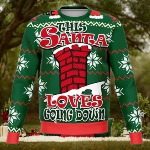 Santa Goes Down Funny Ugly Christmas Sweater