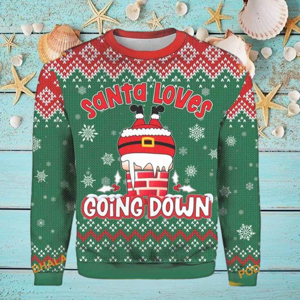 Santa Going Down 3D Ugly Christmas Sweater Santa Going Down 3D Ugly Christmas Sweater