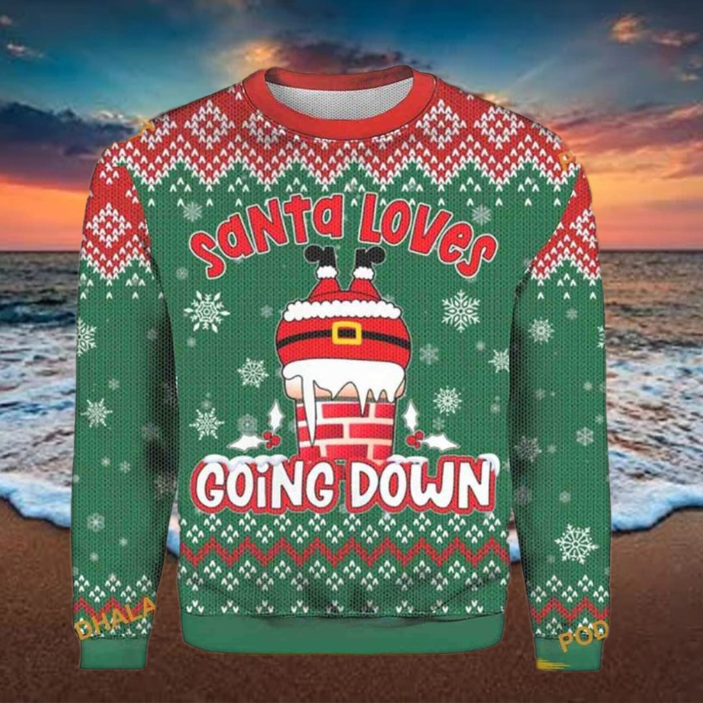 Santa Going Down 3D Ugly Christmas Sweater Santa Going Down 3D Ugly Christmas Sweater