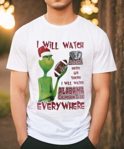 Santa Grinch Alabama Crimson Tide I Will Watch Everywhere Shirt