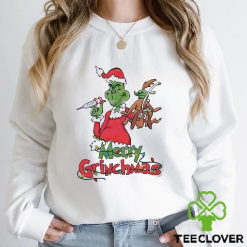 Santa Grinch And Dog Merry Grinchmas Nurse Shirt