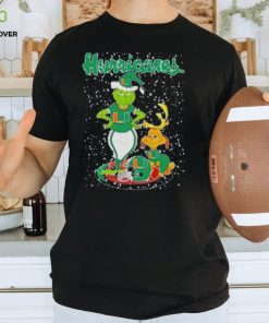 Santa Grinch And Dog Miami Hurricanes Helmet Merry Christmas tshirt