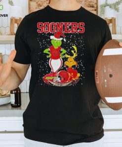 Santa Grinch And Dog Oklahoma Sooners Helmet Merry Christmas Tshirt