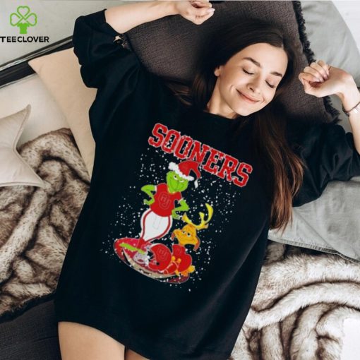 Santa Grinch And Dog Oklahoma Sooners Helmet Merry Christmas Thoodie, sweater, longsleeve, shirt v-neck, t-shirt