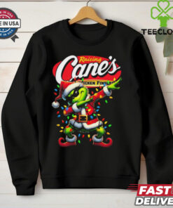 Santa Grinch Dabbing Raising Cane’s Chicken Fingers Merry Christmas Light Shirt 2 Santa Grinch Dabbing Raising Cane’s Chicken Fingers Merry Christmas Light Shirt