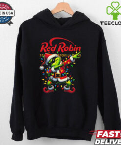 Santa Grinch Dabbing Red Robin Merry Christmas Light Shirt
