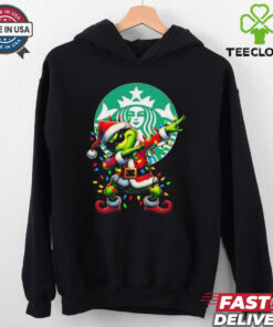 Santa Grinch Dabbing Starbucks Merry Christmas Light Shirt
