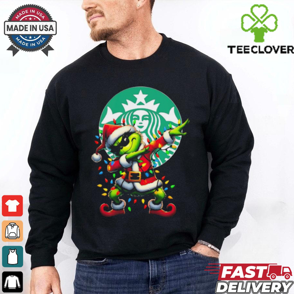 Santa Grinch Dabbing Starbucks Merry Christmas Light Shirt Santa Grinch Dabbing Starbucks Merry Christmas Light Shirt