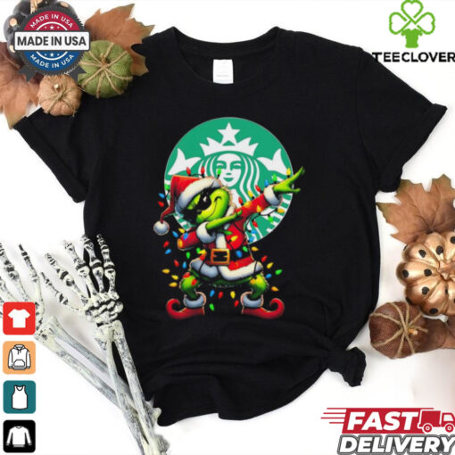 Santa Grinch Dabbing Starbucks Merry Christmas Light Shirt