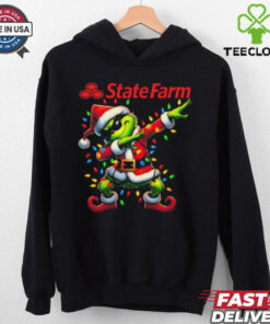 Santa Grinch Dabbing State Farm Merry Christmas Light Shirt