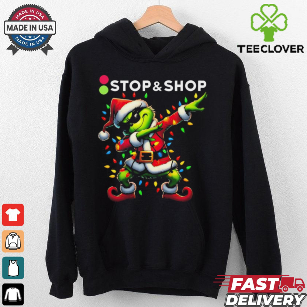 Santa Grinch Dabbing Stop & Shop Merry Christmas Light Shirt Santa Grinch Dabbing Stop & Shop Merry Christmas Light Shirt