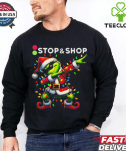 Santa Grinch Dabbing Stop & Shop Merry Christmas Light Shirt