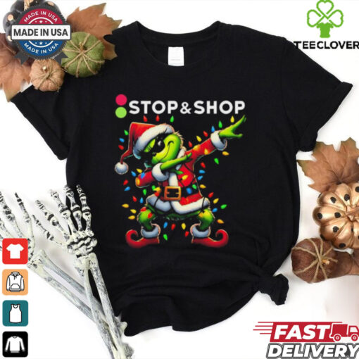 Santa Grinch Dabbing Stop & Shop Merry Christmas Light Shirt