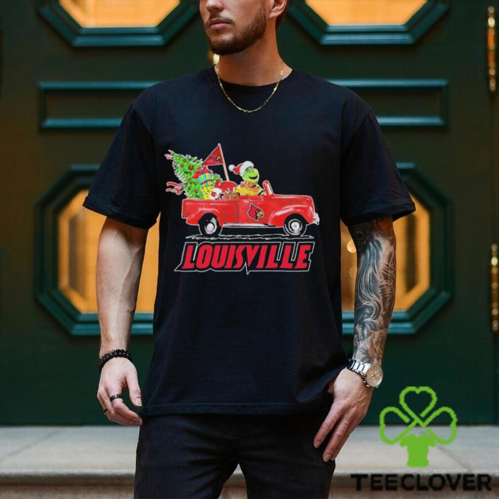 Santa Grinch Drive Truck Louisville Cardinals Christmas Shirt Santa Grinch Drive Truck Louisville Cardinals Christmas Shirt