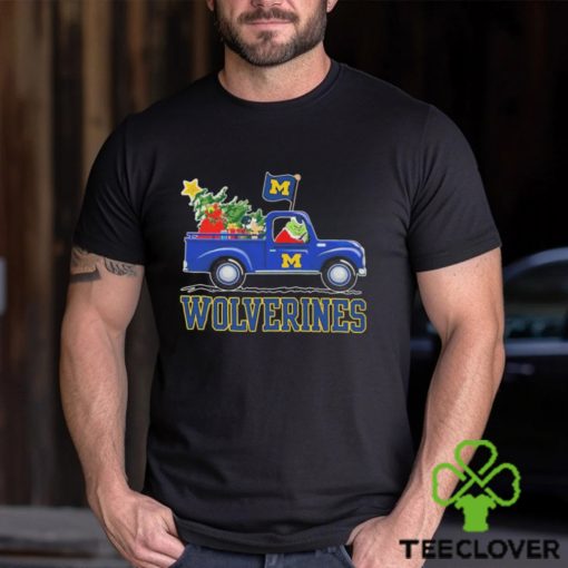 Santa Grinch Drive Truck Michigan Wolverines Christmas Shirt