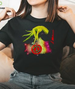Santa Grinch Hand Holding Hippie Christmas Shirt