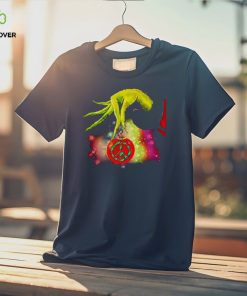 Santa Grinch Hand Holding Hippie Christmas Shirt