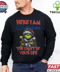 Santa Grinch Here I Am Allstate The Light Of Your Life Christmas Light Shirt
