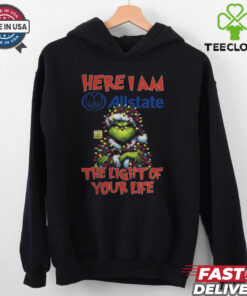 Santa Grinch Here I Am Allstate The Light Of Your Life Christmas Light Shirt