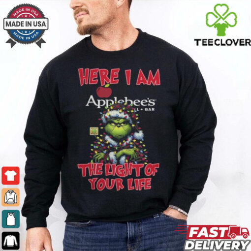 Santa Grinch Here I Am Applebee’s The Light Of Your Life Christmas Light Shirt