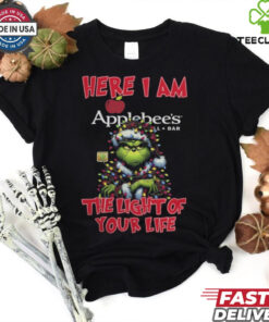 Santa Grinch Here I Am Applebee’s The Light Of Your Life Christmas Light Shirt