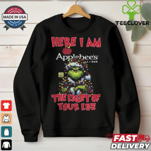 Santa Grinch Here I Am Applebee’s The Light Of Your Life Christmas Light Shirt