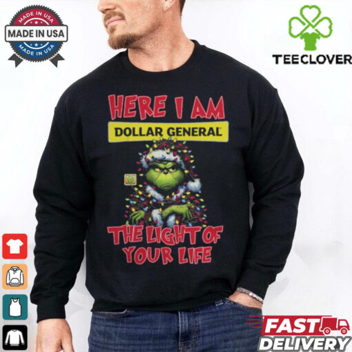 Santa Grinch Here I Am Dollar General The Light Of Your Life Christmas Light Shirt