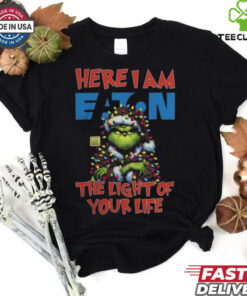 Santa Grinch Here I Am Eaton The Light Of Your Life Christmas Light Shirt