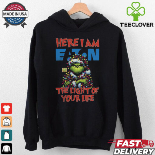 Santa Grinch Here I Am Eaton The Light Of Your Life Christmas Light Shirt