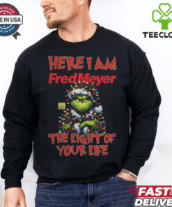 Santa Grinch Here I Am Fred Meyer The Light Of Your Life Christmas Light Shirt