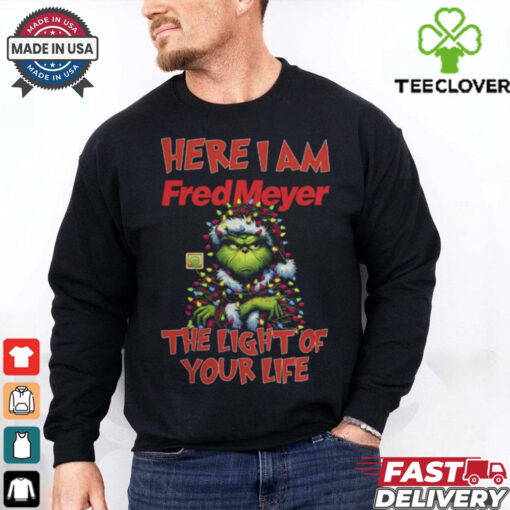 Santa Grinch Here I Am Fred Meyer The Light Of Your Life Christmas Light Shirt