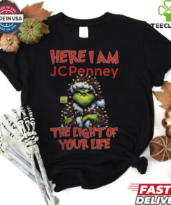 Santa Grinch Here I Am JC Penney The Light Of Your Life Christmas Light Shirt