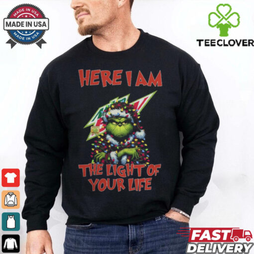 Santa Grinch Here I Am Mountain Dew The Light Of Your Life Christmas Light Shirt