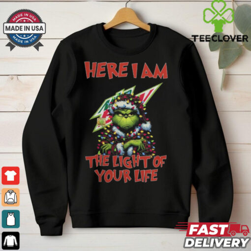 Santa Grinch Here I Am Mountain Dew The Light Of Your Life Christmas Light Shirt