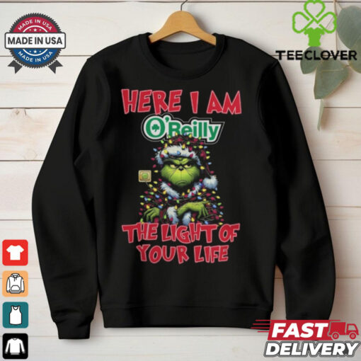 Santa Grinch Here I Am O’Reilly Auto Parts The Light Of Your Life Christmas Light Shirt