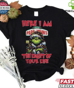 Santa Grinch Here I Am Pizza Papa John’s The Light Of Your Life Christmas Light Shirt